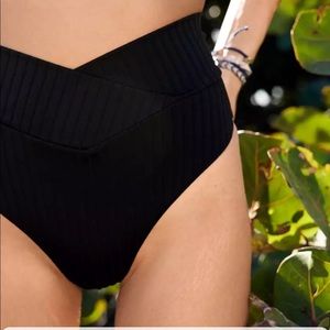 Aerie Shine Crossover High Cut Cheeky Bikini Bottom